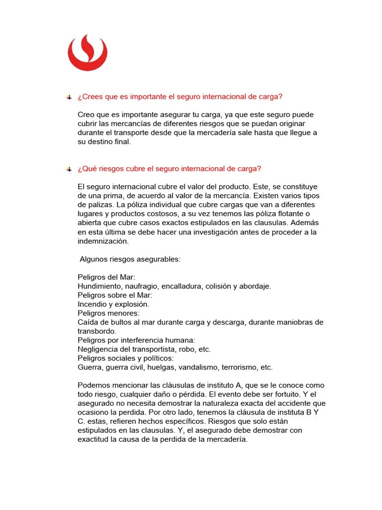 Seguro Internacional | PDF | Seguro | Póliza De Seguros