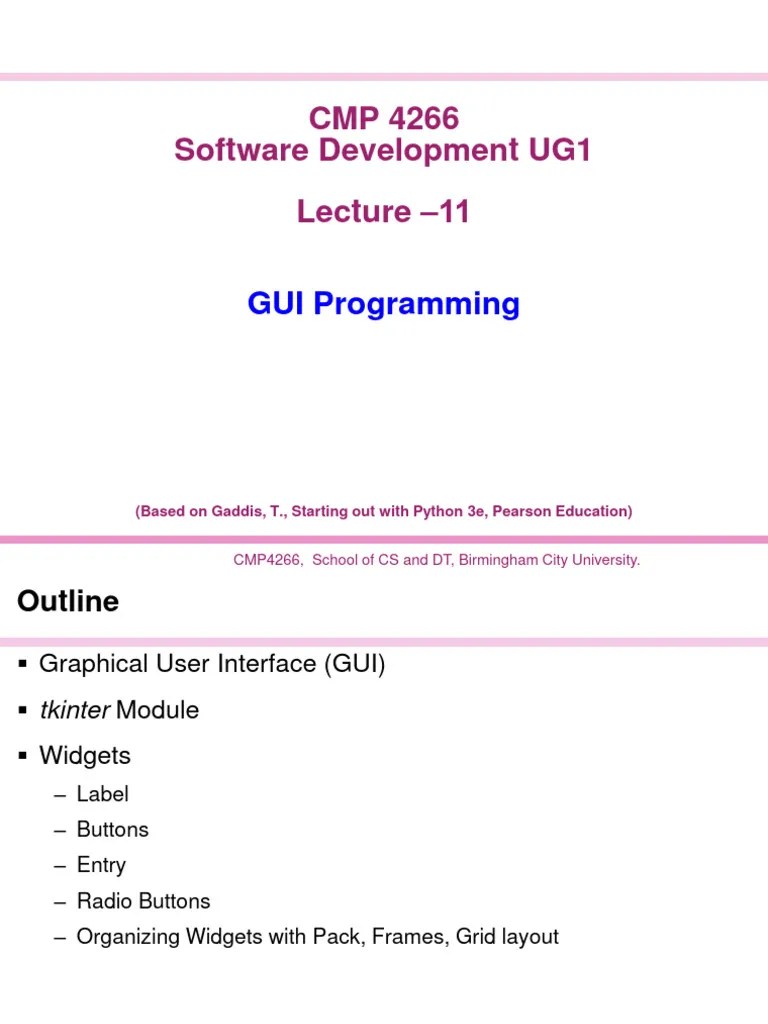 Year 1 Computer Programming - Lecture 9 | PDF | Graphical User ...