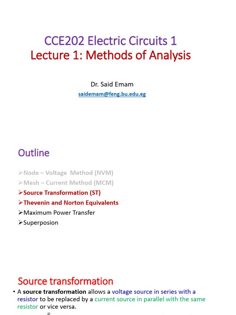 Lecture 1 | PDF | Electrical Network | Series And Parallel Circuits
