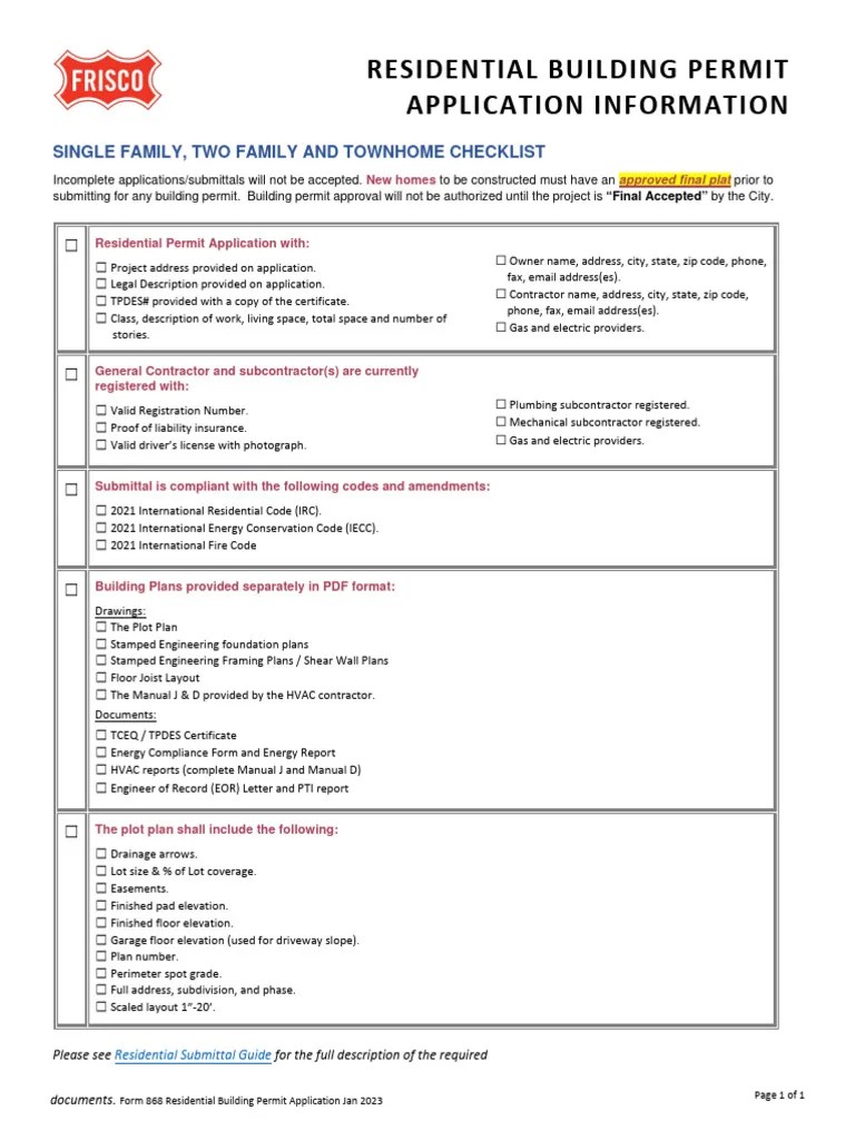 Residential Building Permit Checklist-2023 | Download Free PDF ...