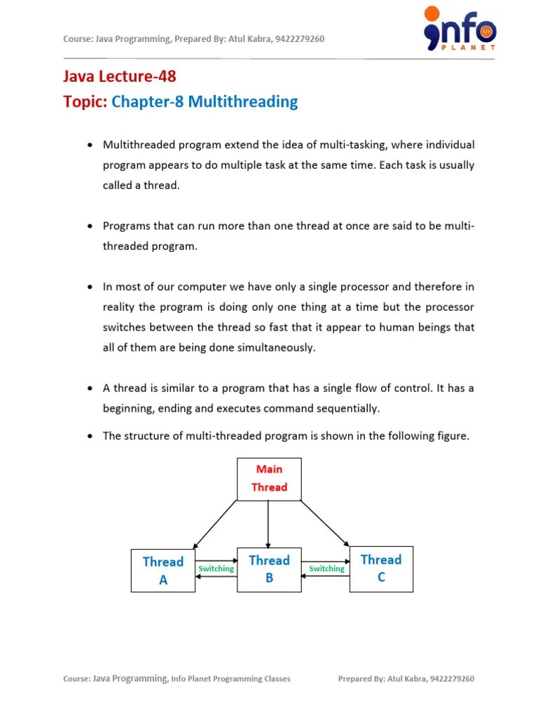 Java Multithreading | PDF | Thread (Computing) | Method (Computer ...