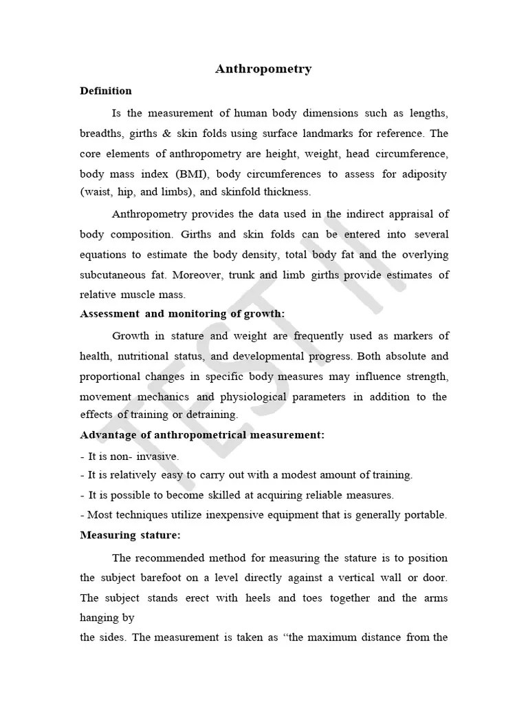 Anthropometry Pdf Human Leg Waist