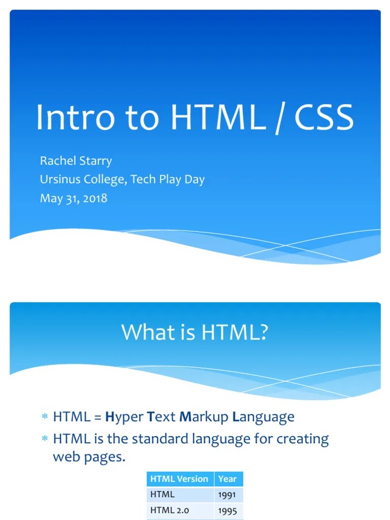 Intro To HTML CSS | PDF | Html | Html Element