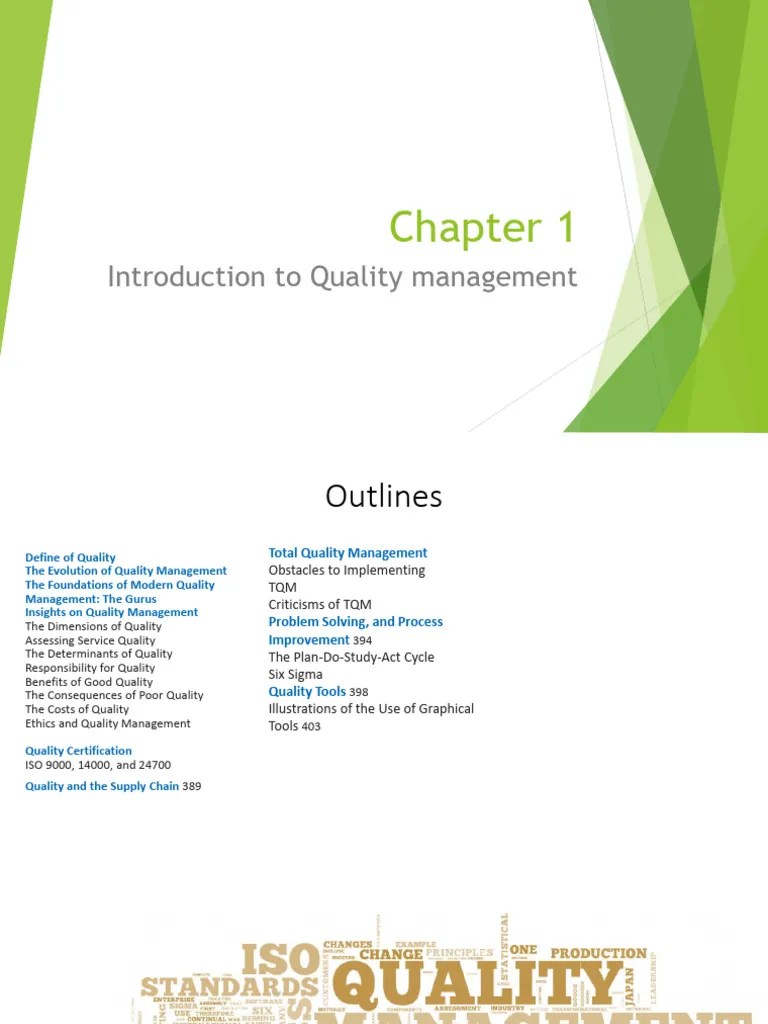CH - Introduction To Quality Management-1 | PDF | Quality Management | Quality (Business)