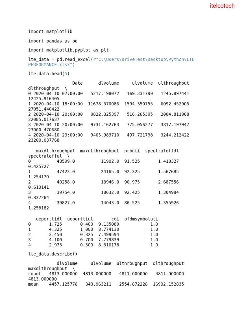 Python For Telco Network Performance Analysis | PDF