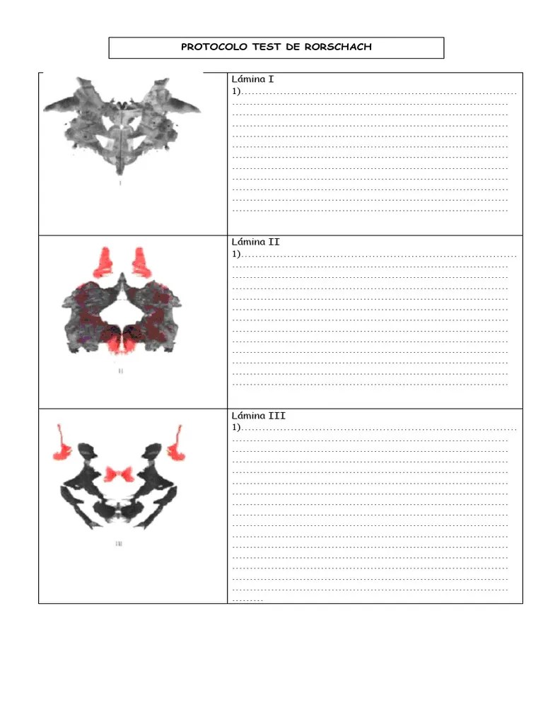 Protocolo Del Test De Rorschach Pdf Informática