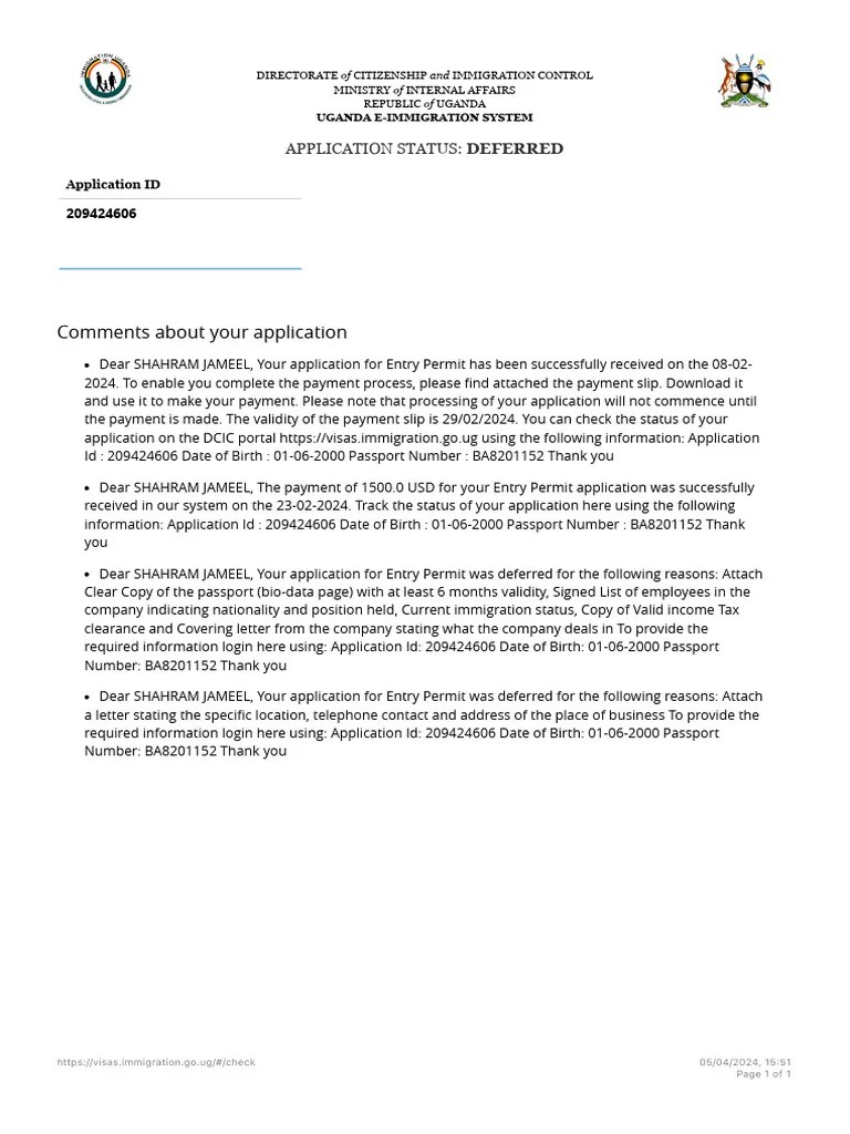 Welcome To Uganda Electronic Visa-Permit Application System | PDF ...