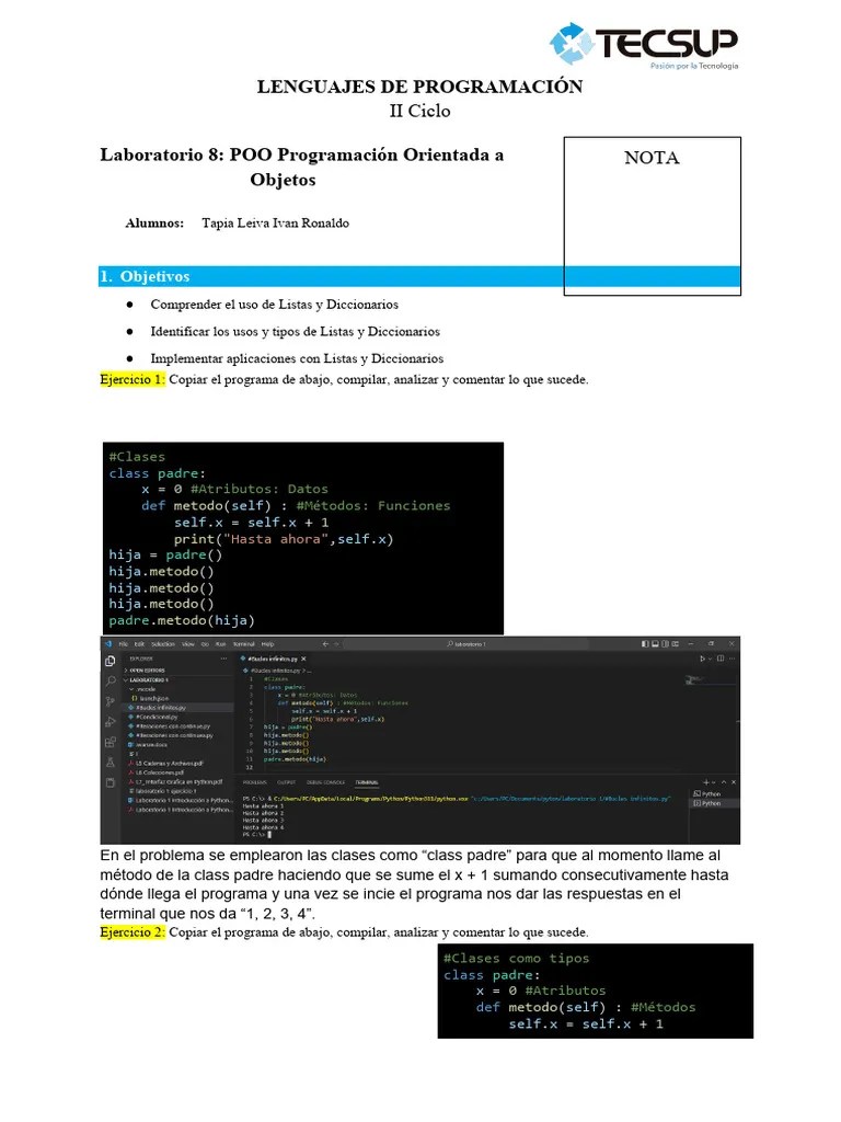 L8 POO Programación Orientada A Objetos | PDF | Objeto (informática ...