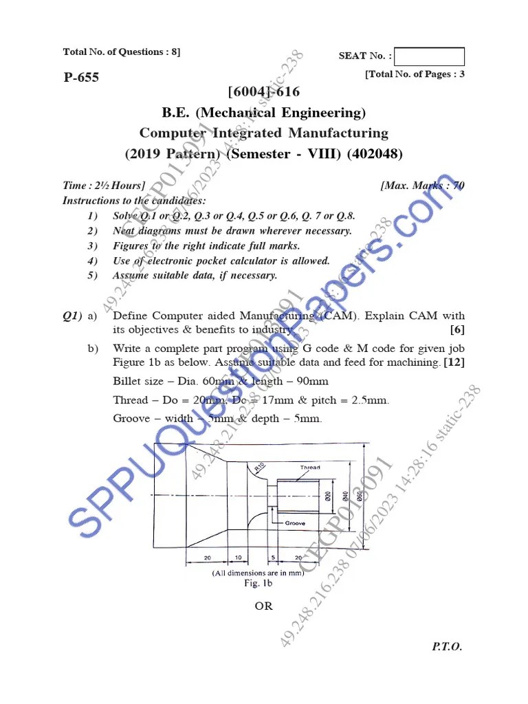 Be - Mechanical Engineering - Semester 8 - 2023 - May - Computer ...
