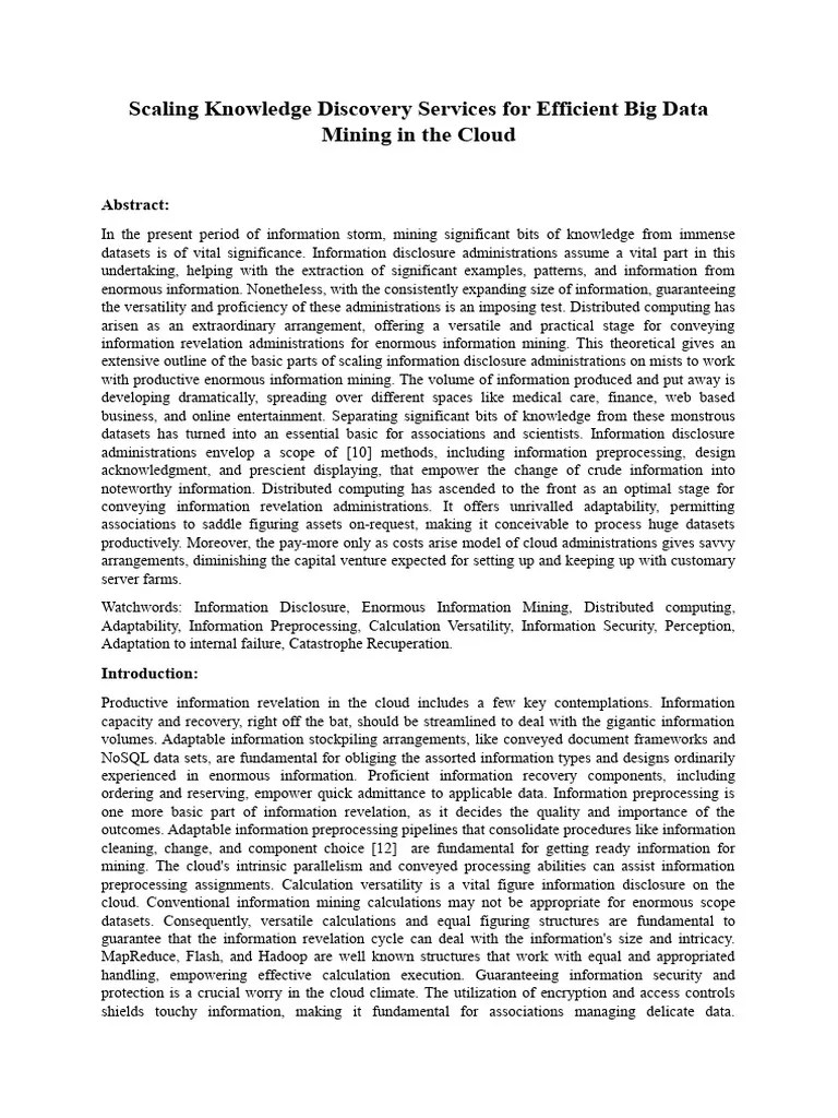 Scaling Knowledge Discovery Services For Efficient Big Data Mining In ...