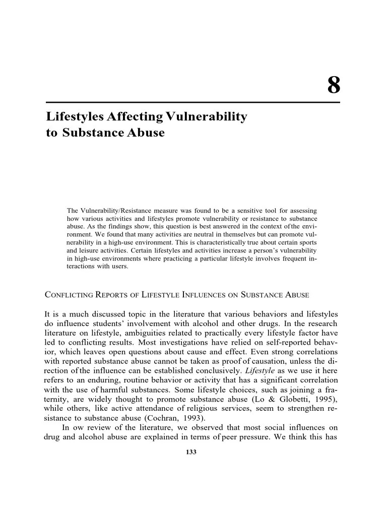 Lifestyles Affecting Vulnerability To Substance Abuse | PDF | Substance ...