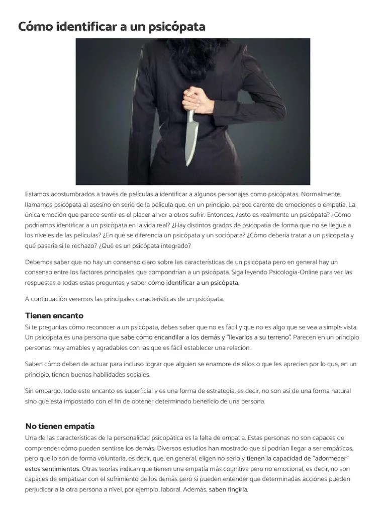 Cómo Identificar A Un Psicópata | PDF | Psicopatía | Empatía