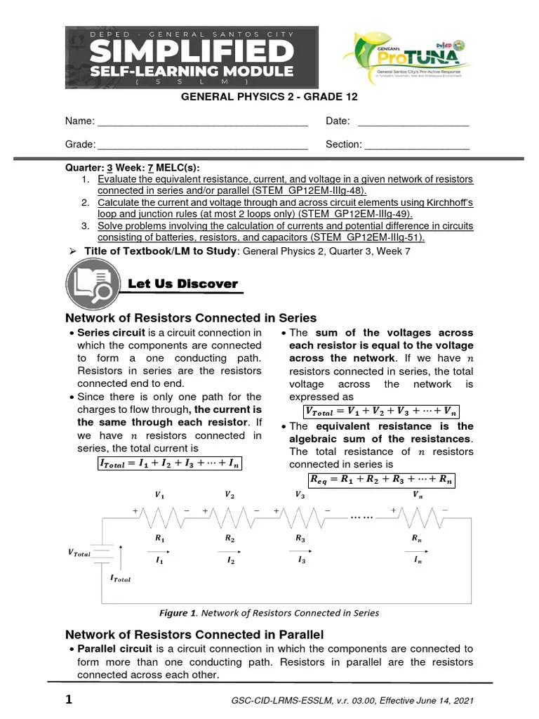 Q3 M7 Series Parallel | PDF | Series And Parallel Circuits | Electrical ...