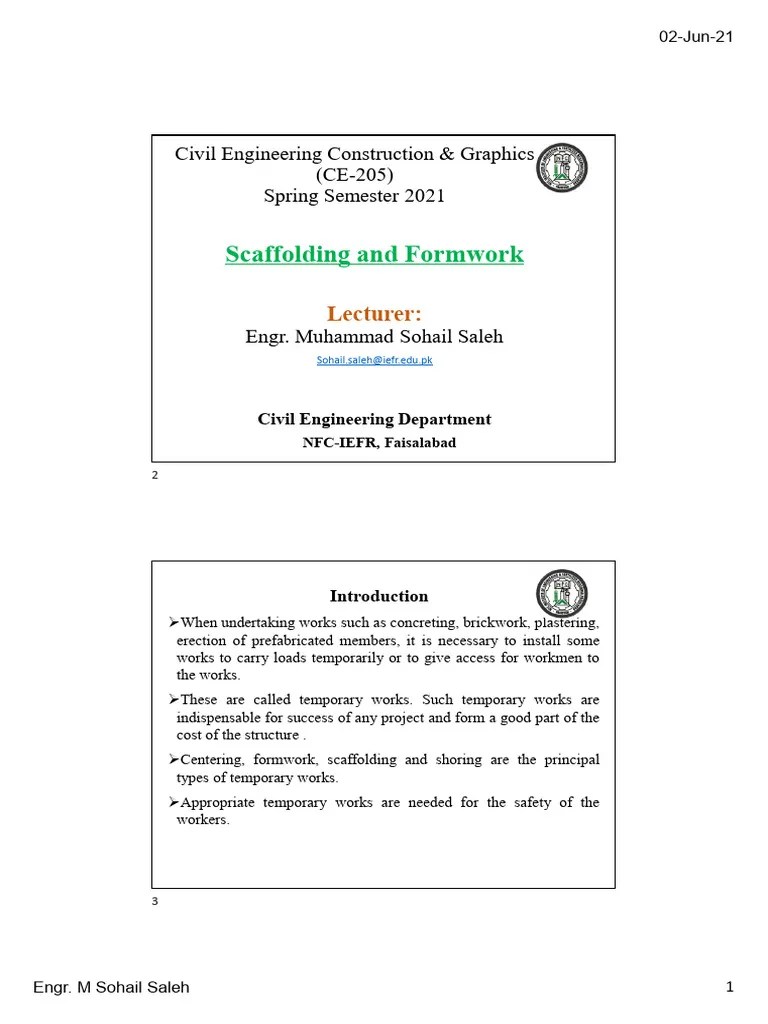 Lec-7 Scaffolding | PDF | Concrete | Scaffolding