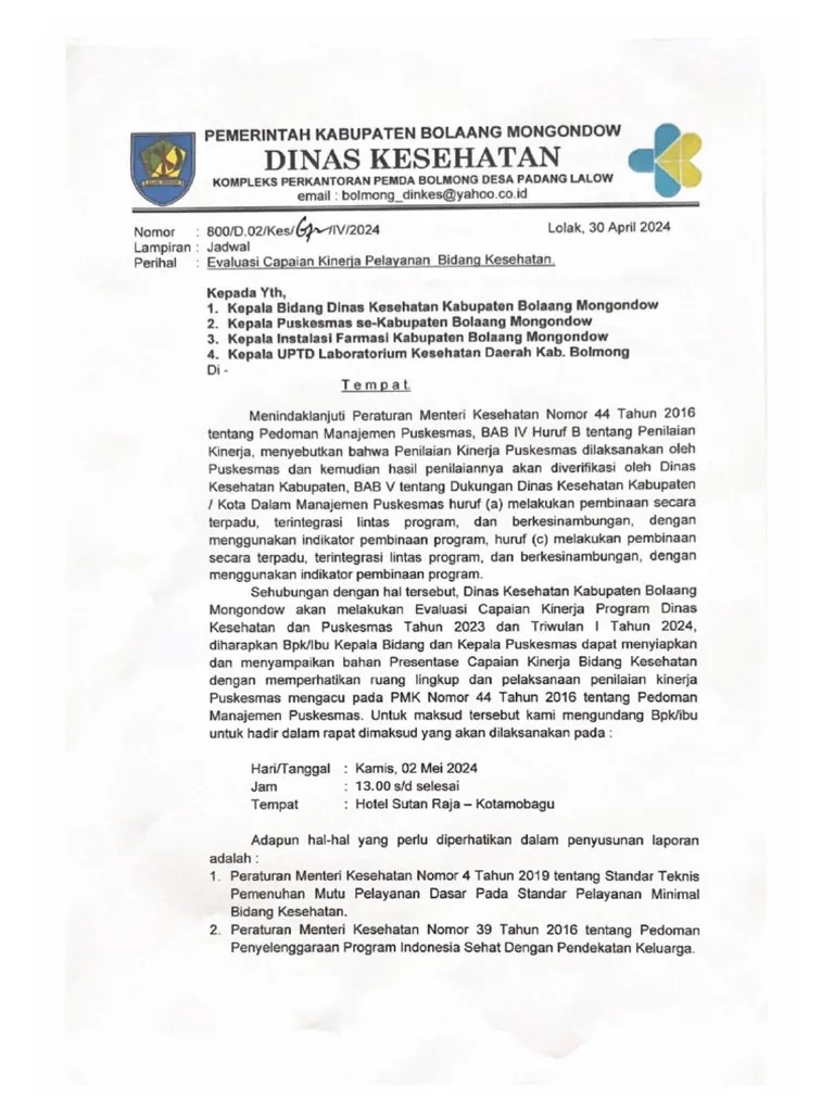 Evaluasi Capaian Kinerja Pelayanan Bidang Kesehatan | PDF