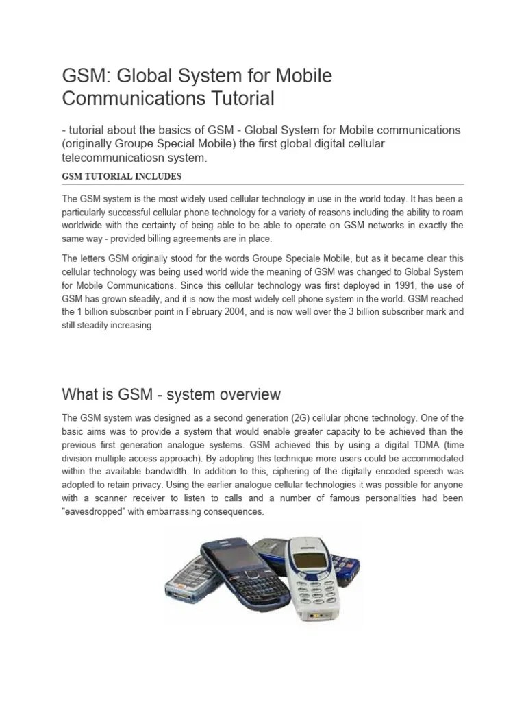 GSM: Global System For Mobile Communications Tutorial | PDF | Gsm ...