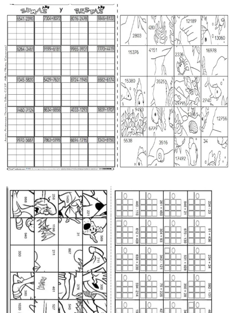 Actividades Sumas Y Restas | PDF