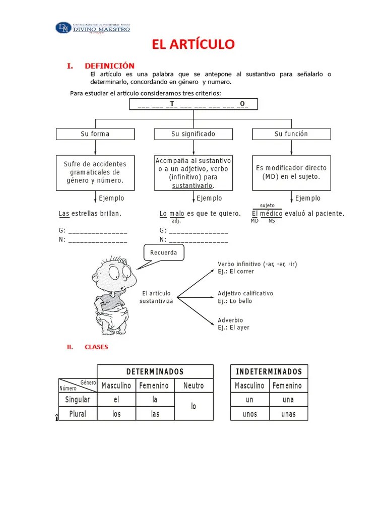 El Artículo | PDF | Género Gramatical | Plural