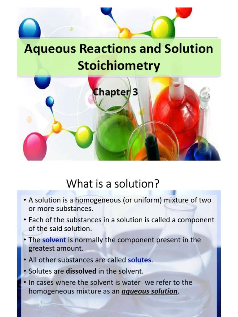 Chapter 3 - Aqueous Reactions (Solutions) | PDF | Redox | Dissociation ...