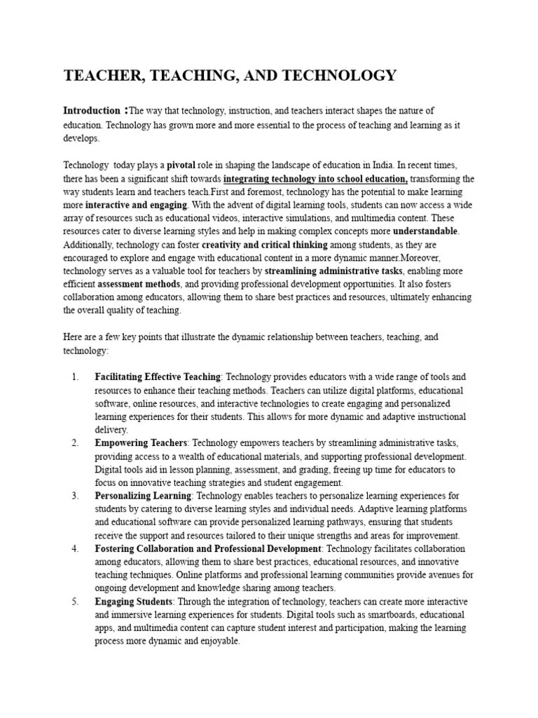 TEACHER, TEACHING, AND TECHNOLOGY-2 | PDF | Teachers | Learning