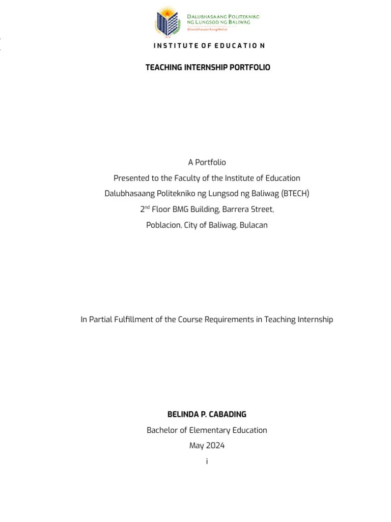 TI Portfolio Belinda P Cabading Final | PDF | Teachers | Lesson Plan