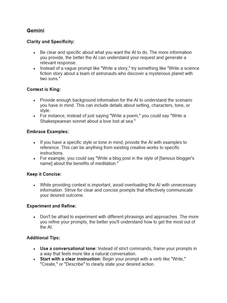 How To Write Effective Prompts Or Give Tips In Writing Effective Prompts In Using Ai | PDF ...