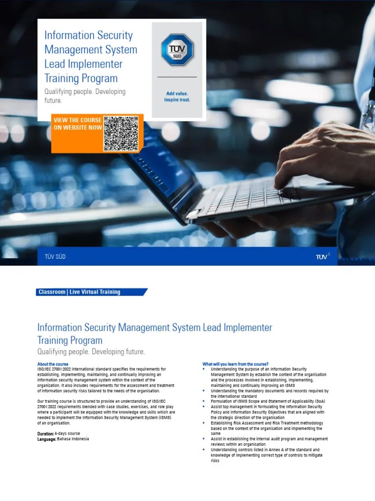 ISO 27001 Lead Implementer Training Course Detail | PDF | Information ...