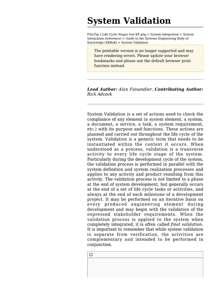 System Validation | PDF | Verification And Validation | System