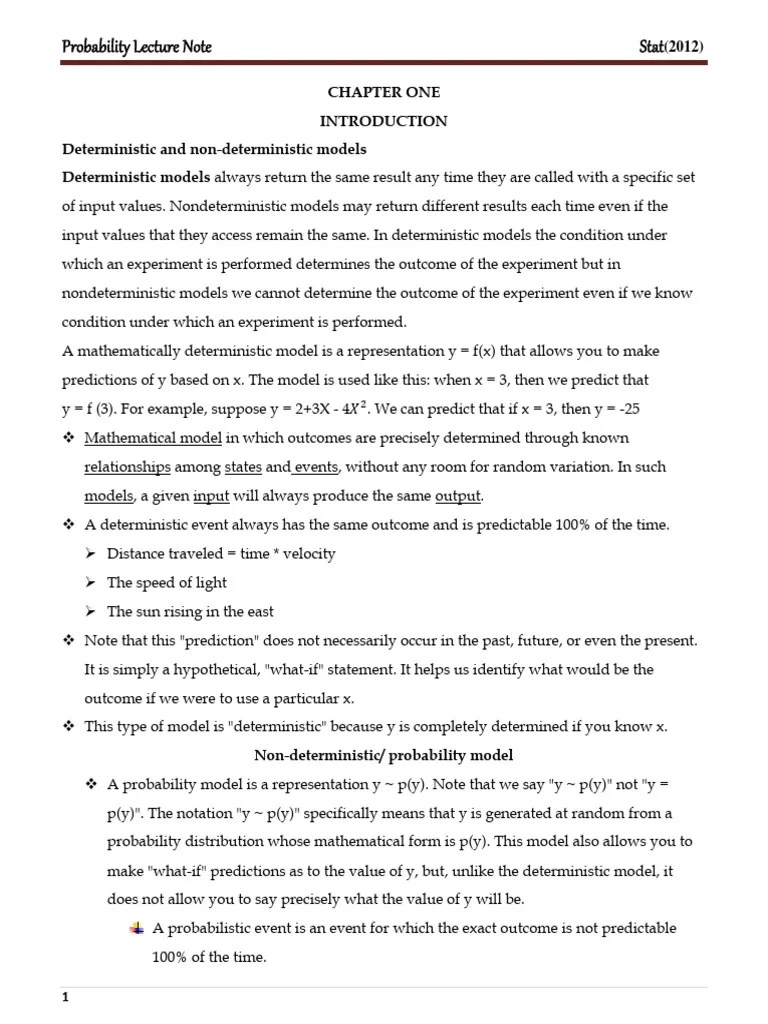 Probability Theory Lecture Note | Download Free PDF | Probability ...
