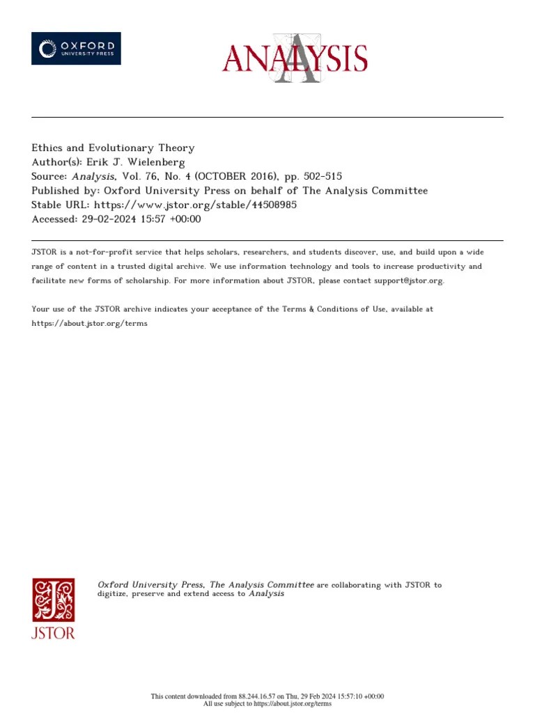 Ethics And Evolutionary Theory | PDF | Epistemology