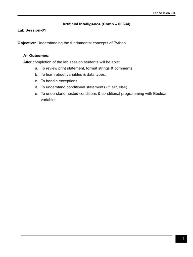 AI Lab 01 Lab Tasks | PDF | Python (Programming Language) | Computer ...