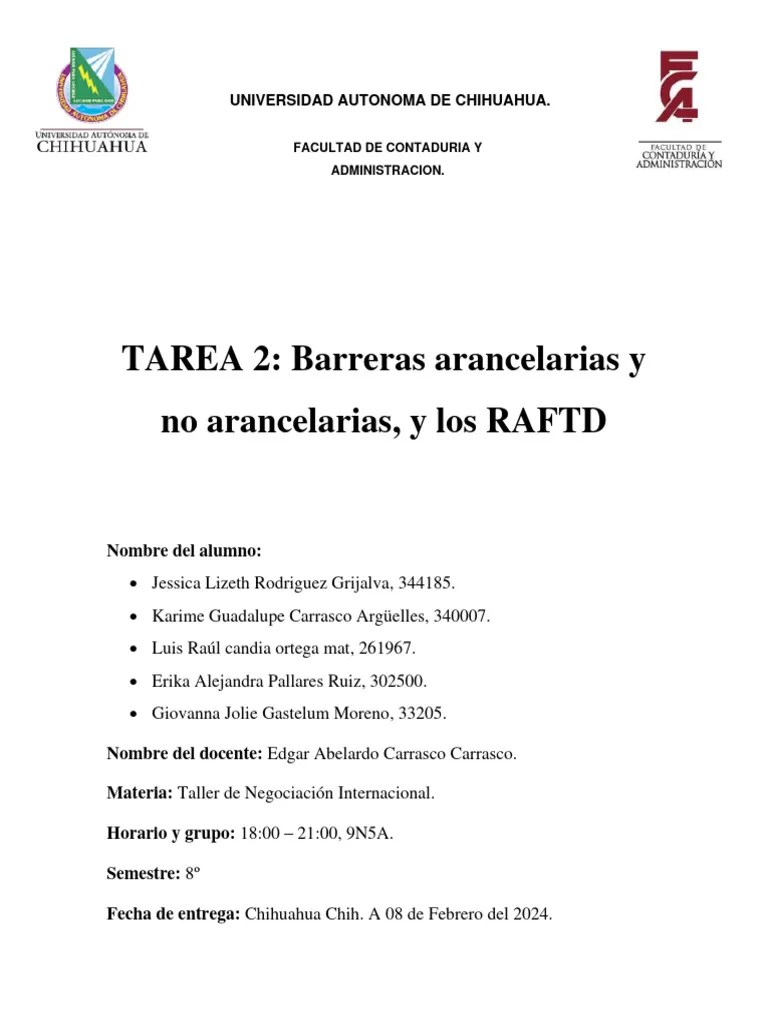 Barreras Arancelarias Y No Arancelarias Y Los RAFTD | PDF | Barreras No ...