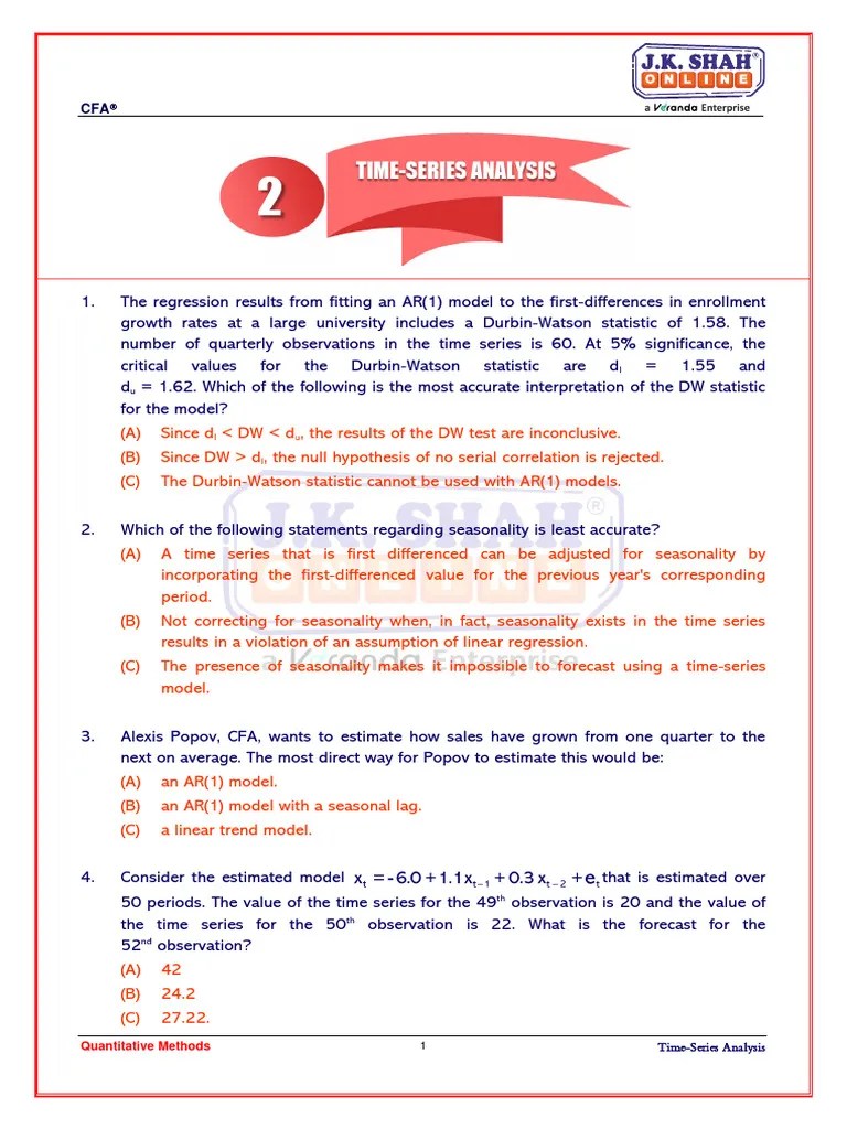 Reading 2 Time Series Analysis | PDF | Time Series | Autocorrelation