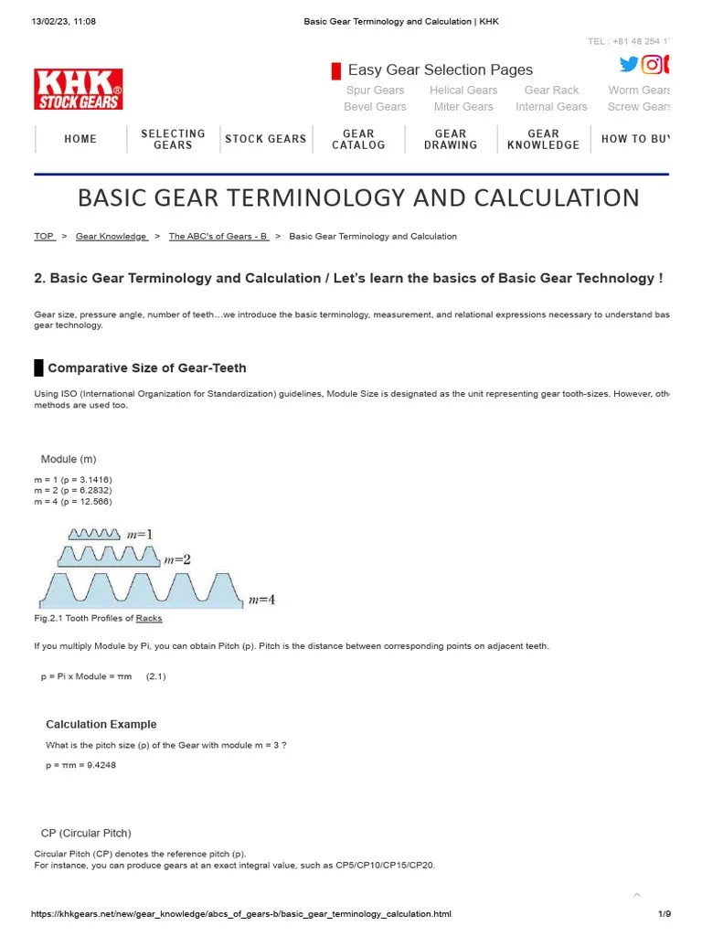 Basic Gear Terminology And Calculation - KHK | PDF | Gear | Wear