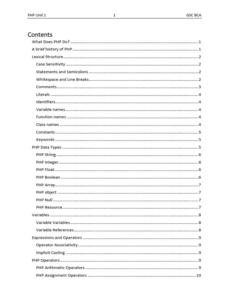 PHP Unit 1 | PDF | Control Flow | Php