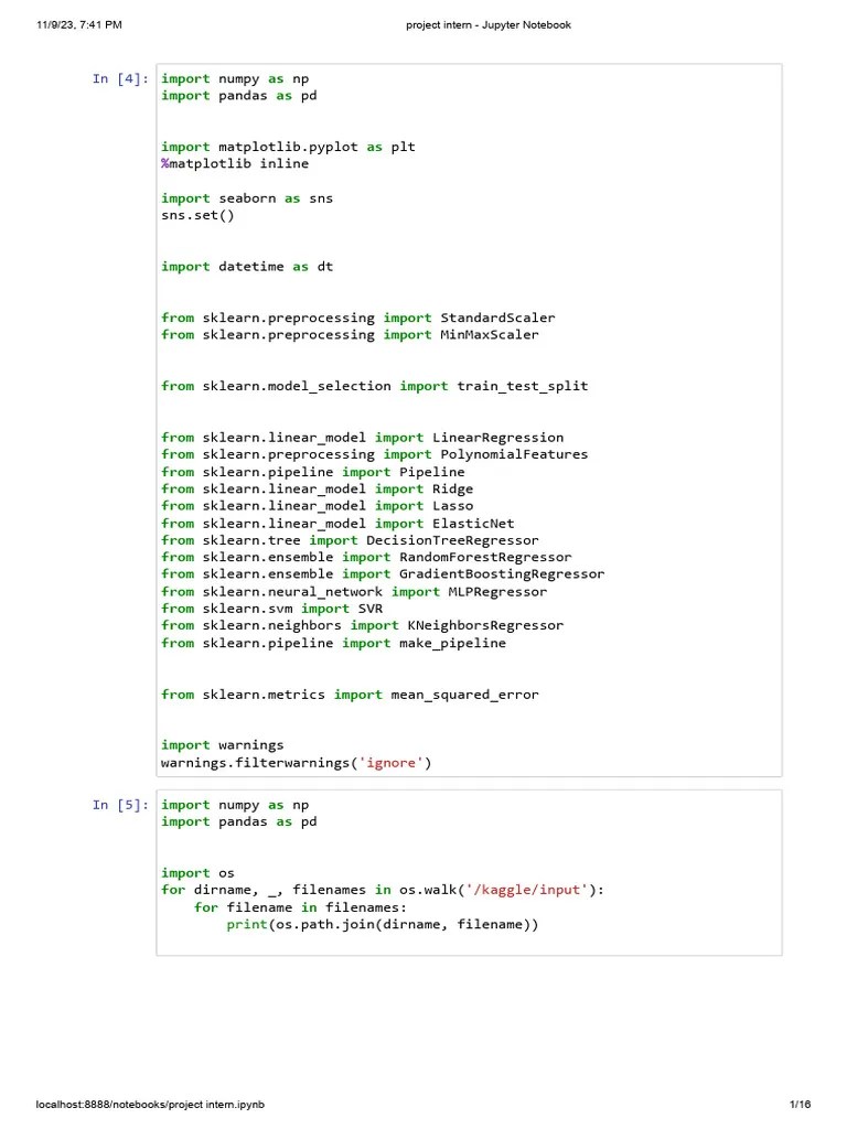 Project Intern - Jupyter Notebook | PDF | Linear Regression | Teaching ...