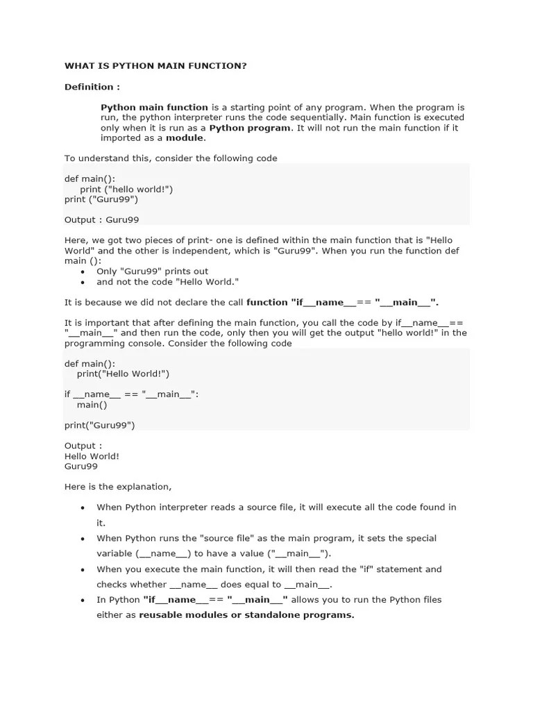 What Is Python Main Function | PDF | Computer Program | Programming