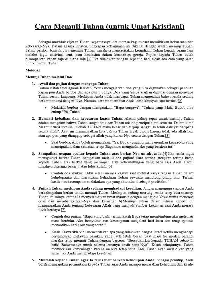 Cara Memuji Tuhan Dalam Kristen Pdf Seni Disiplin Bahasa Agama