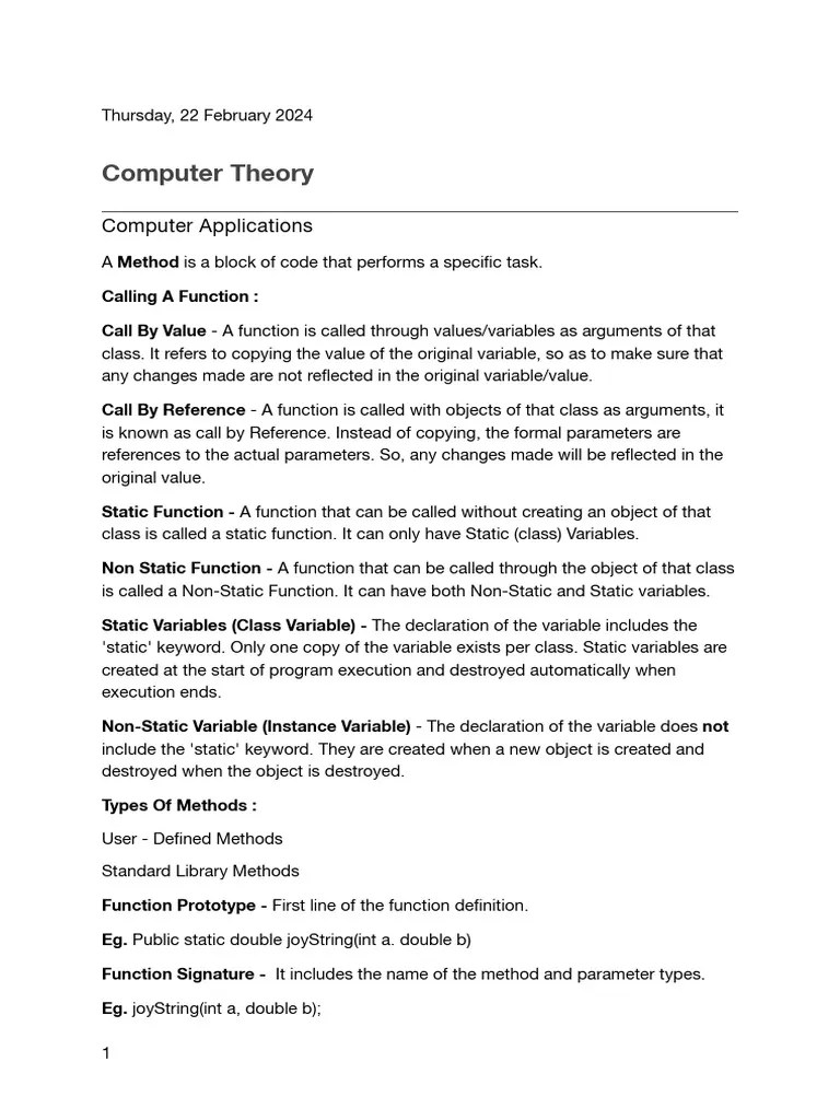 Computer Theory | PDF | Parameter (Computer Programming) | Method ...