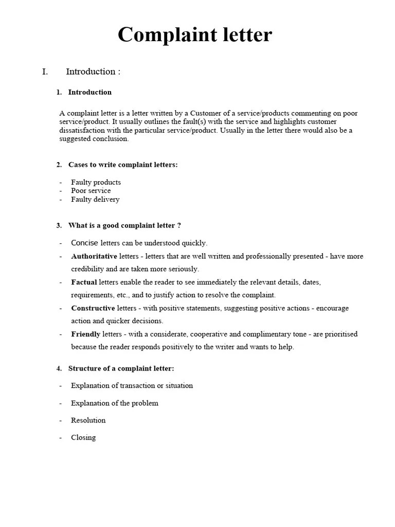 Complaint Letter | PDF