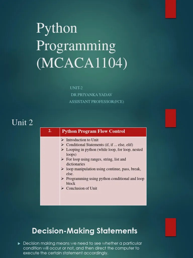Python Unit2 | PDF | Control Flow | Computer Engineering