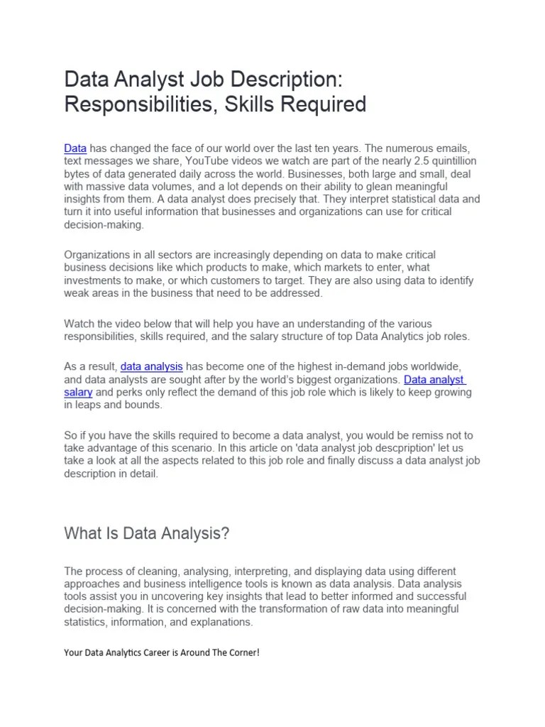 Data Analyst Information | PDF | Data Analysis | Intelligence Analysis