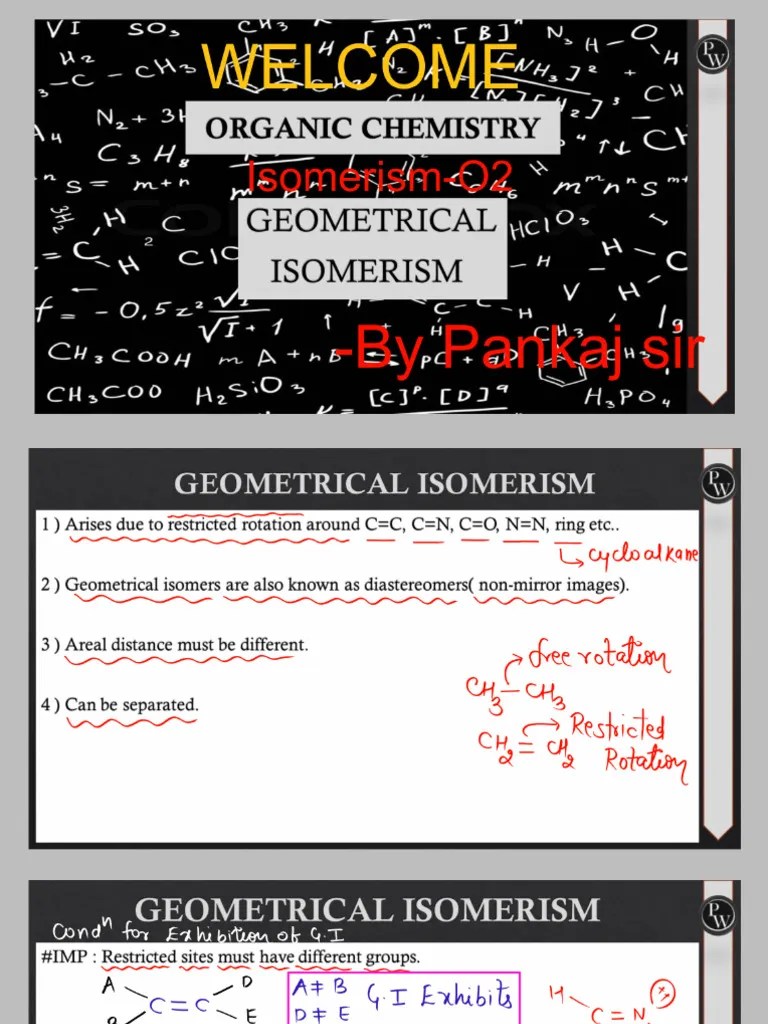 Isomerism 02 _ Geometrical Isomerism _ Class 11 _ IIT JEE _ NEET _ PACE SERIES.pdf | PDF