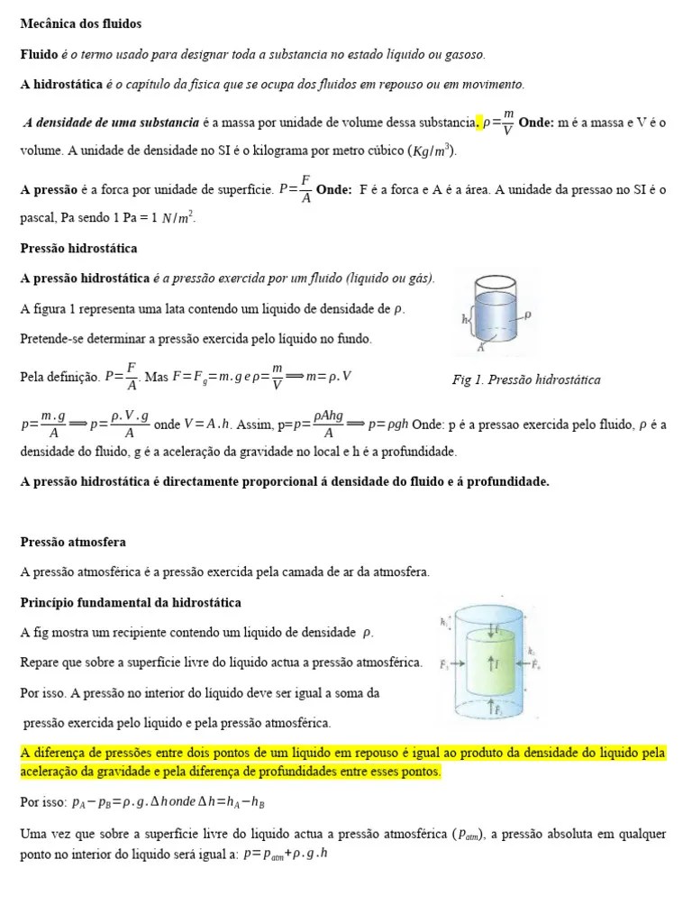 Mecanica Dos Fluidos | PDF | Flutuabilidade | Pressão