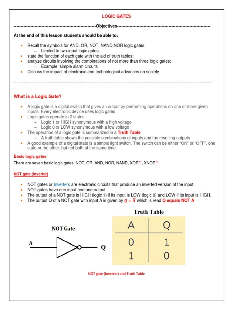 LOGIC GATES | PDF | Logic Gate | Electronics