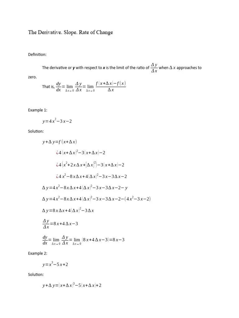 The Derivative | PDF | Mathematical Relations | Calculus