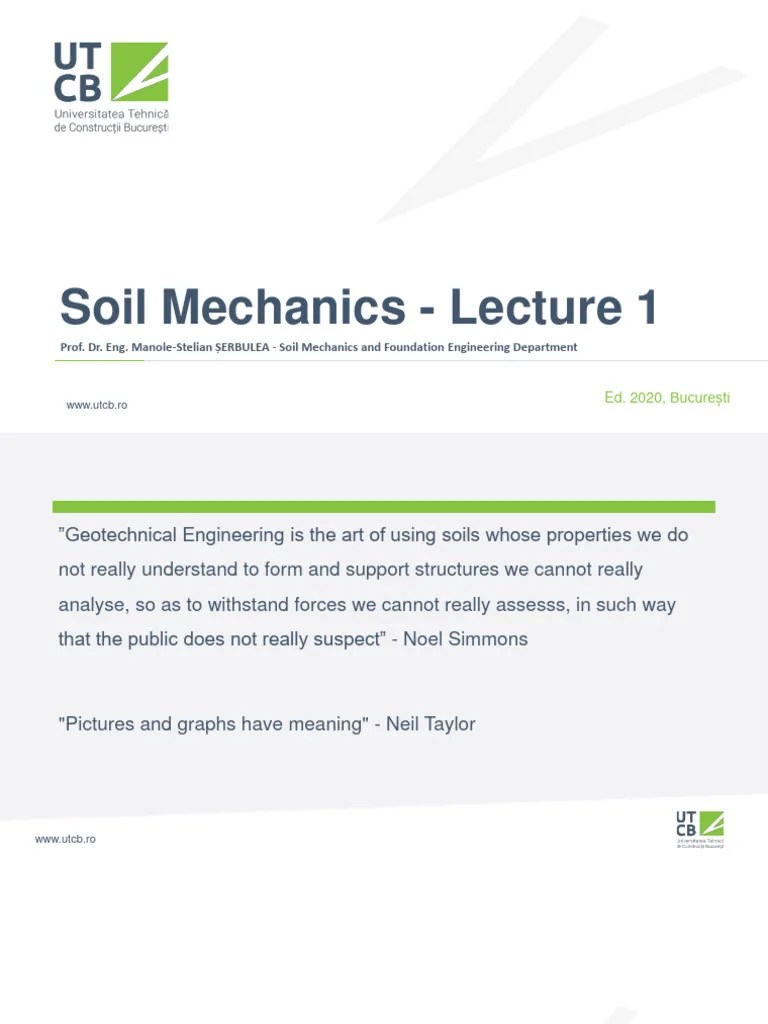 Lecture 1 - Soil Mechanics | PDF | Sedimentary Rock | Rock (Geology)