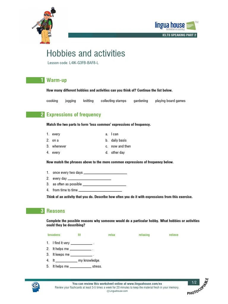 IELTS Speaking: Hobbies & Activities | PDF | Cognitive Science | Learning