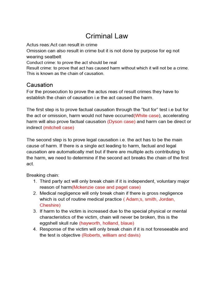 Criminal Law | PDF | Manslaughter | Causation (Law)