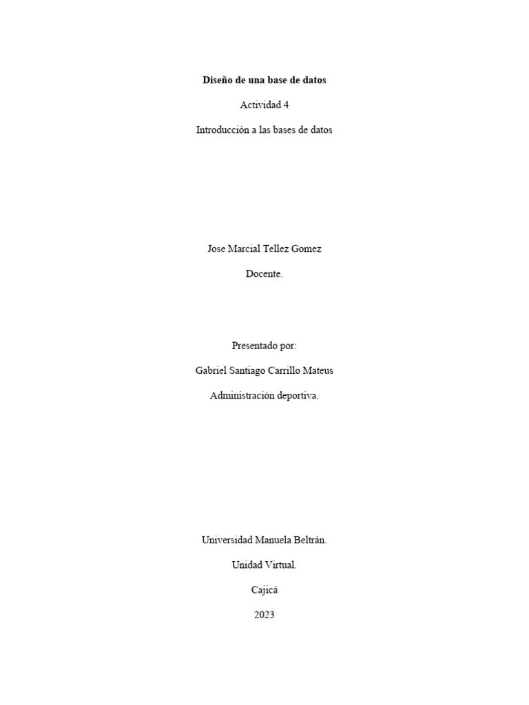 Diseño De Una Base De Datos | PDF | Informática